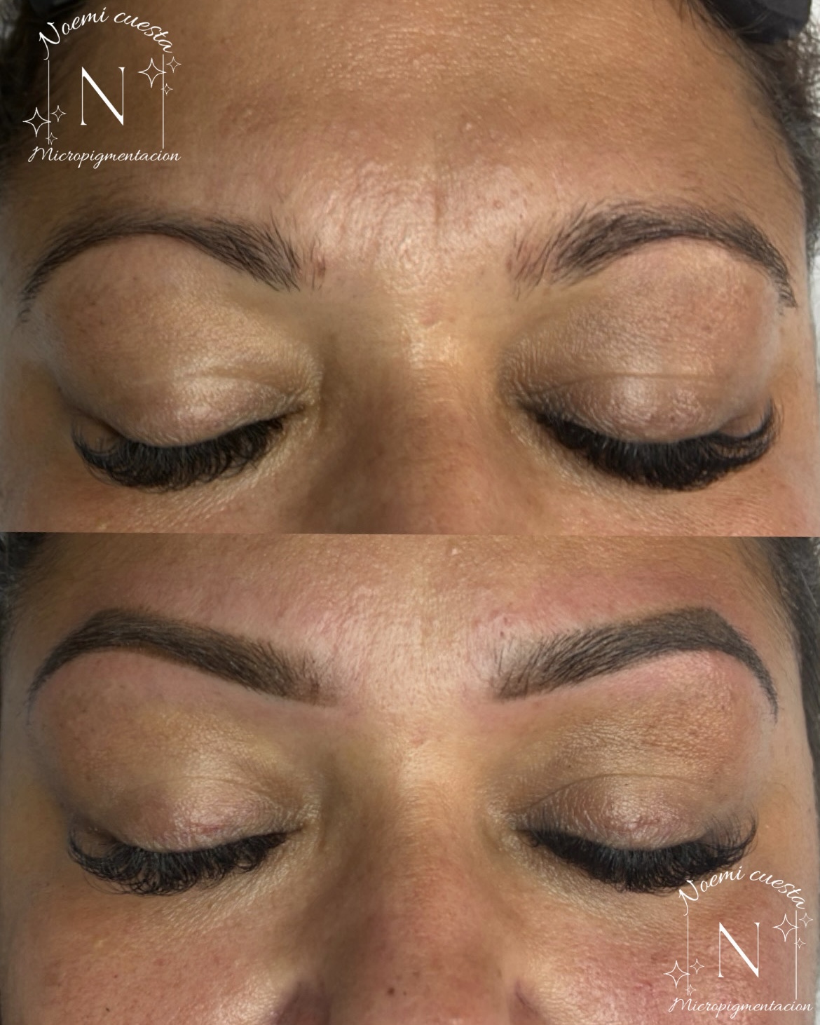 Micropigmentación de cejas efecto sombreado, antes y después